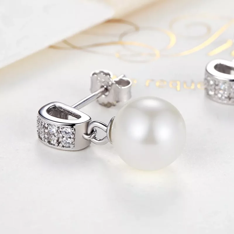 (afbeelding voor) Pandora Style Parel Oorhangers - SCE006 - Bekijken 3