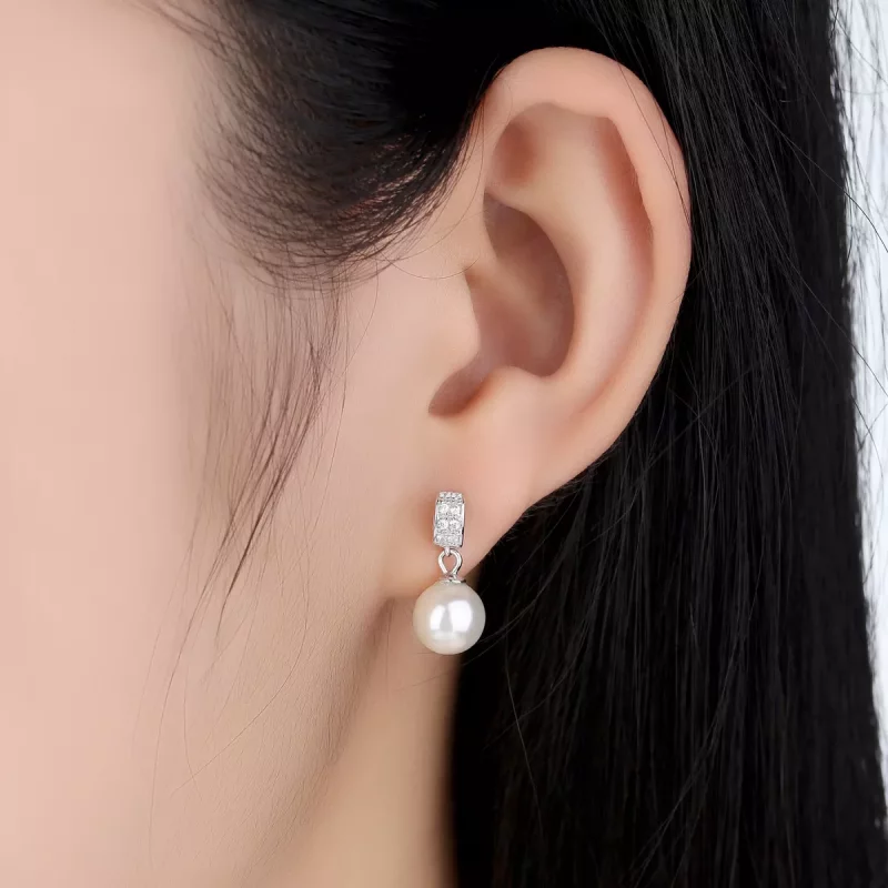 (afbeelding voor) Pandora Style Parel Oorhangers - SCE006 - Bekijken 4