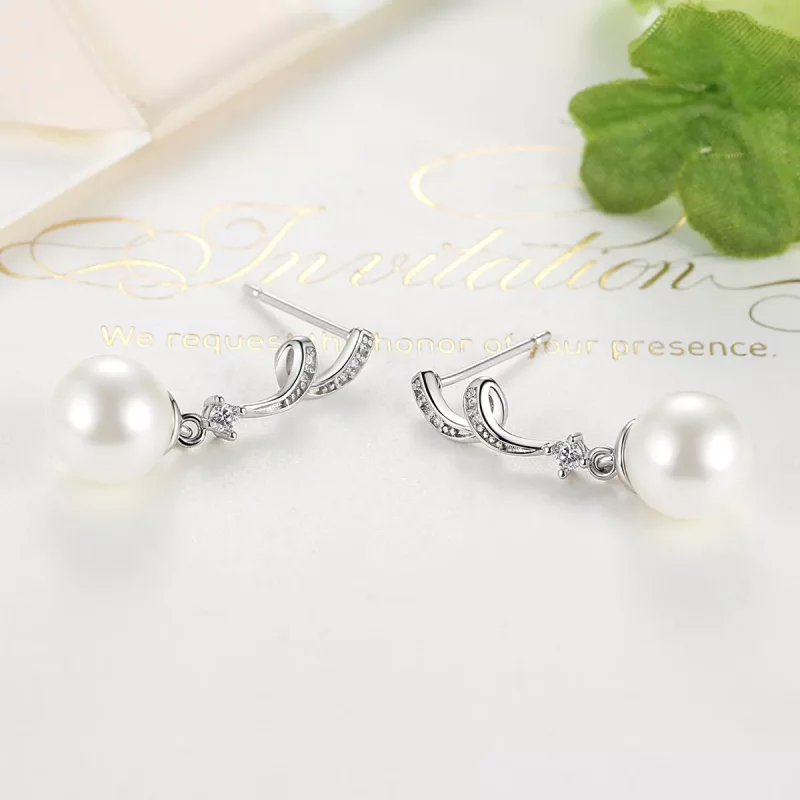(afbeelding voor) Pandora Style Parel Oorhangers - SCE035 - Bekijken 4