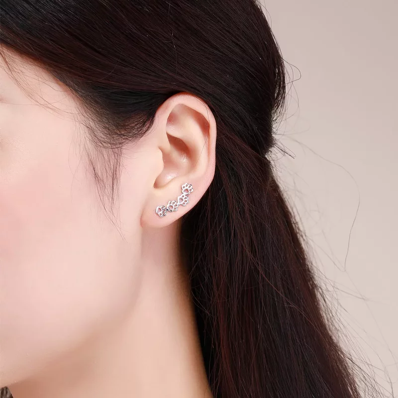 (afbeelding voor) Pandora Style Pootpad Oorknopjes - SCE430 - Bekijken 4