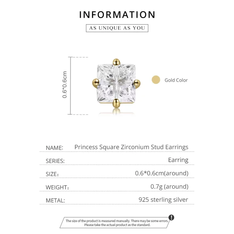 (afbeelding voor) Pandora Style Prinses Vierkant Zirkonium Oorknopjes - SCE1090 - Bekijken 2