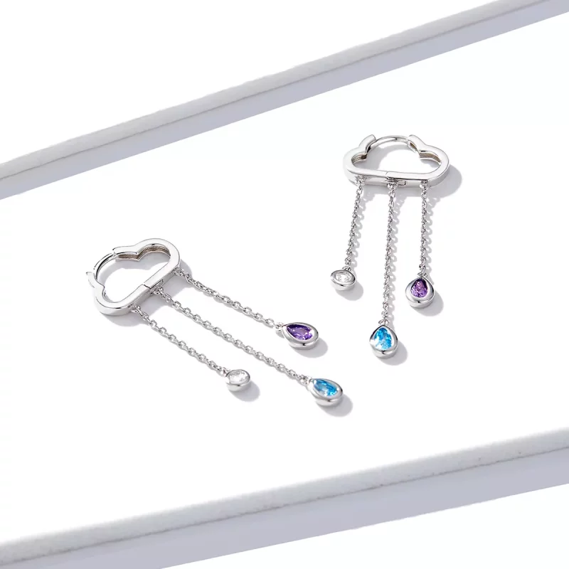 (afbeelding voor) Pandora Style Regenachtige Wolken Oorhangers - BSE220 - Bekijken 2