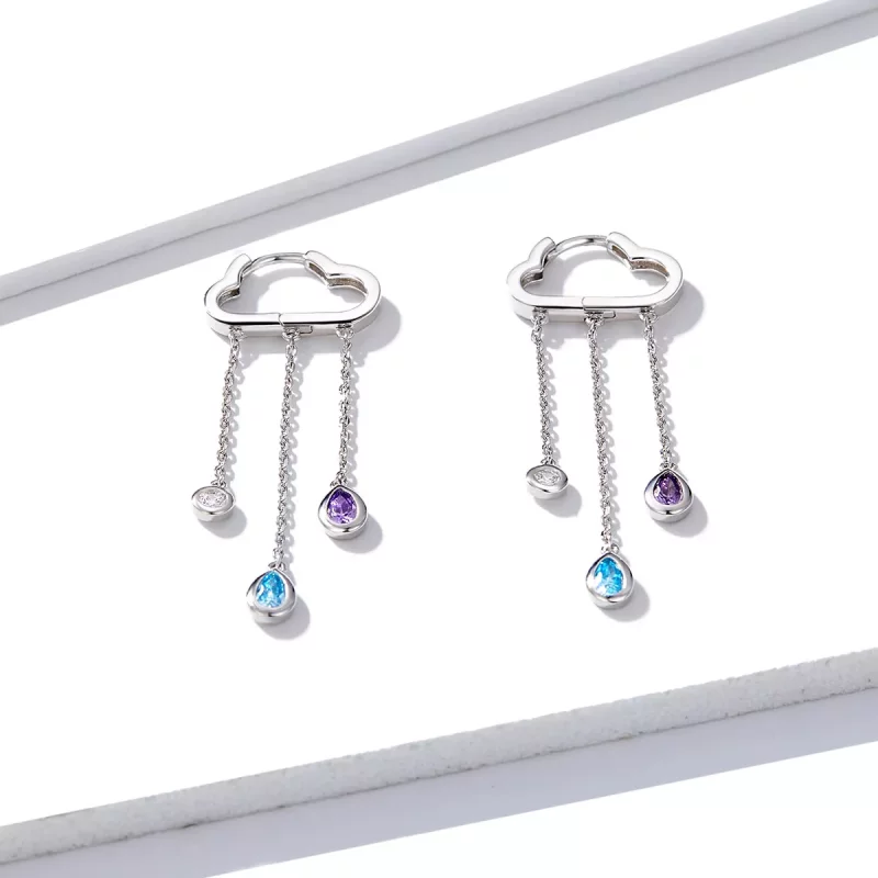 (afbeelding voor) Pandora Style Regenachtige Wolken Oorhangers - BSE220 - Bekijken 4