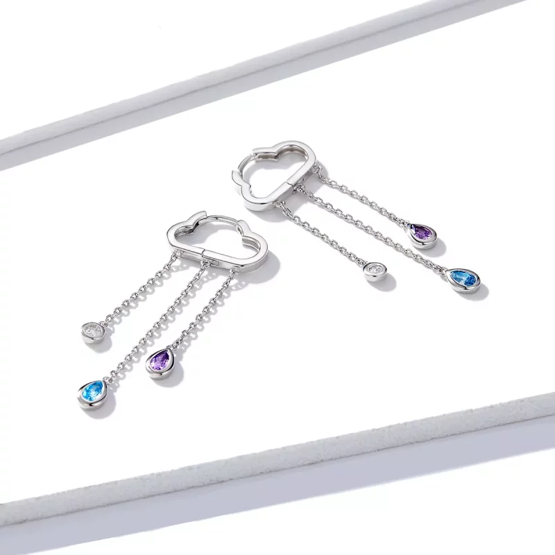 (afbeelding voor) Pandora Style Regenachtige Wolken Oorhangers - BSE220 - Bekijken 5