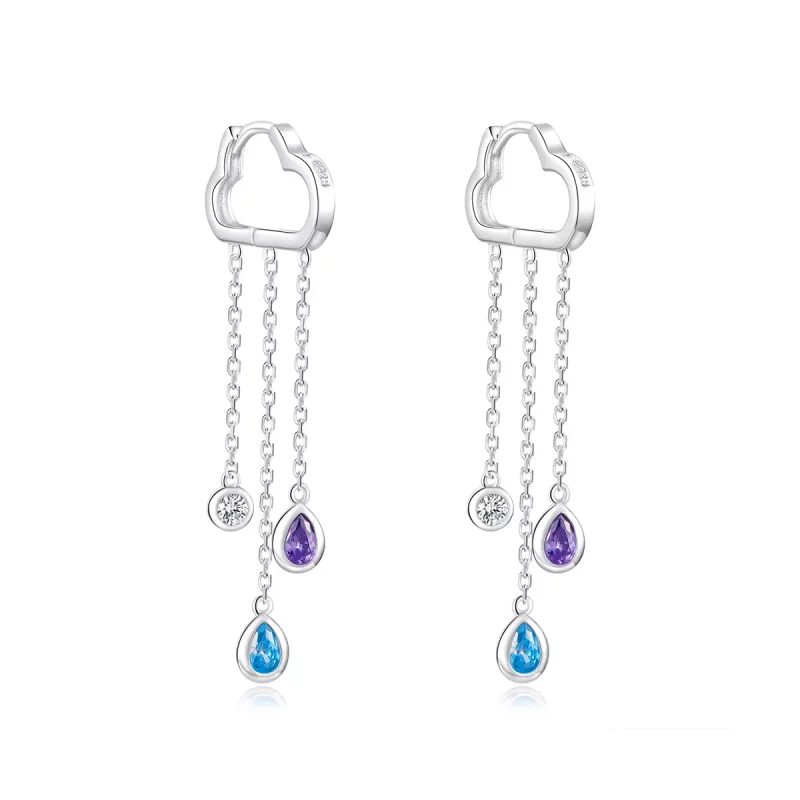 (afbeelding voor) Pandora Style Regenachtige Wolken Oorhangers - BSE220