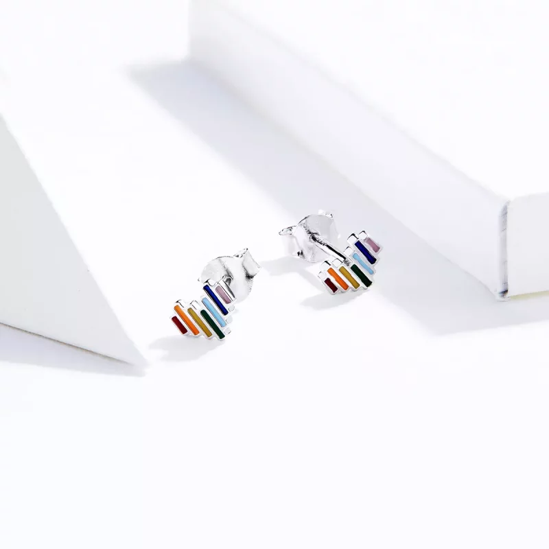 (afbeelding voor) Pandora Style Regenboog Hart Oorknopjes - SCE787 - Bekijken 2