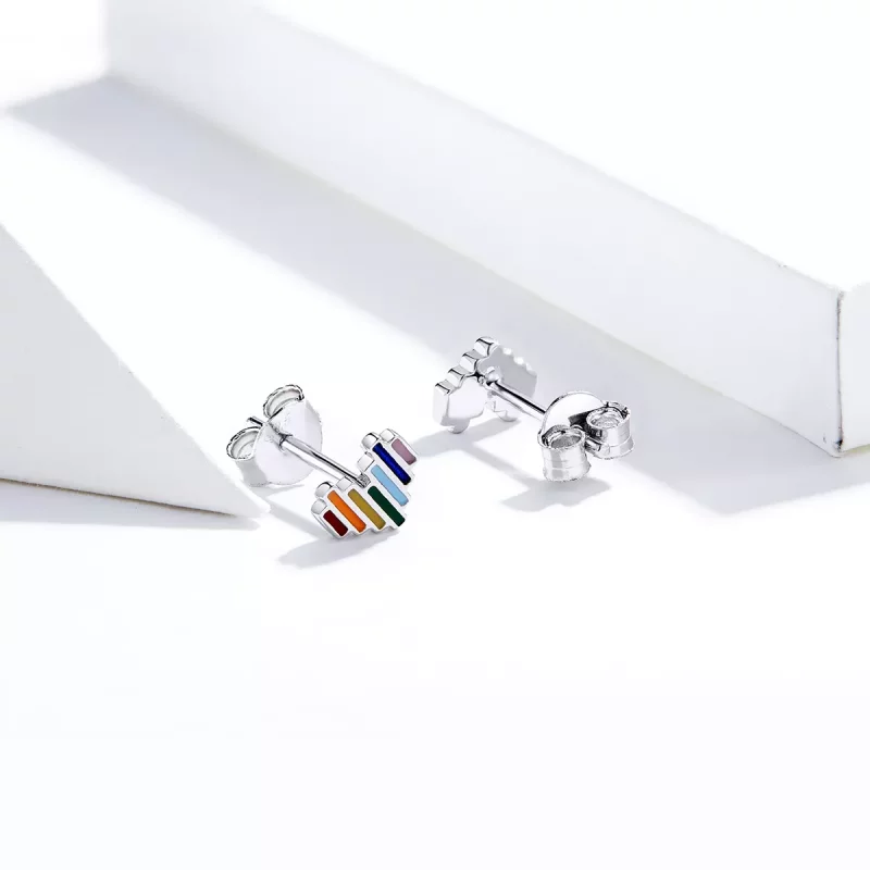 (afbeelding voor) Pandora Style Regenboog Hart Oorknopjes - SCE787 - Bekijken 3