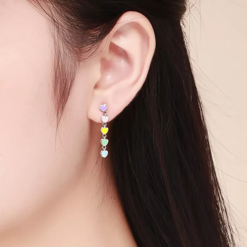 (afbeelding voor) Pandora Style Regenboog Harten Oorknopjes - SCE451 - Bekijken 5