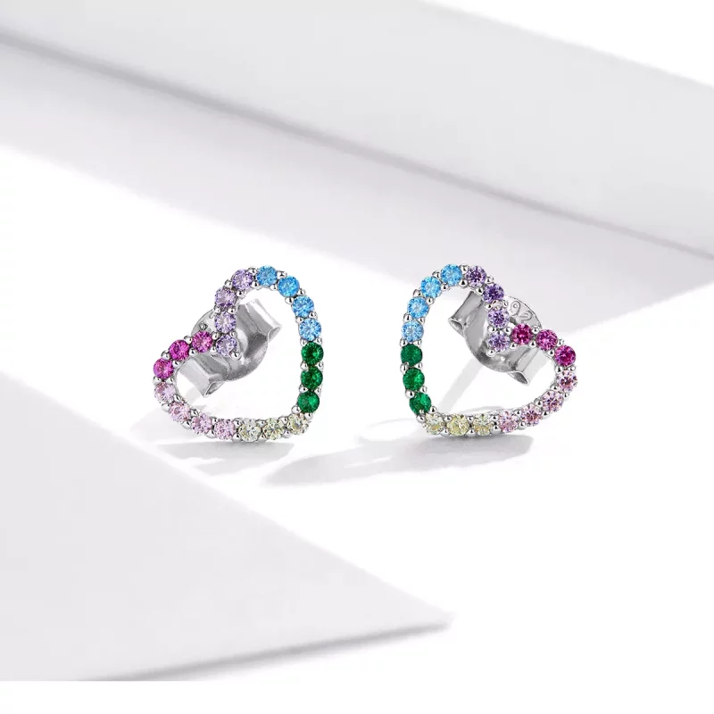 (afbeelding voor) Pandora Style Regenboog Harten Oorknopjes - SCE891 - Bekijken 2