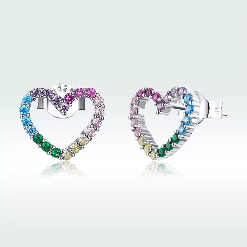 (afbeelding voor) Pandora Style Regenboog Harten Oorknopjes - SCE891 - Bekijken 5