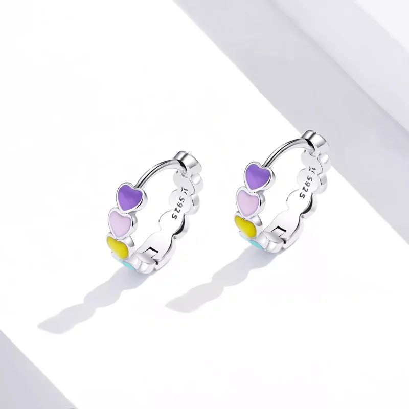 (afbeelding voor) Pandora Style Regenboog Harten Oorringen - SCE909 - Bekijken 2