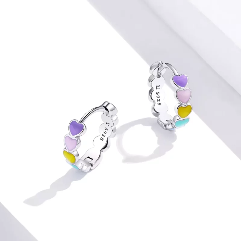 (afbeelding voor) Pandora Style Regenboog Harten Oorringen - SCE909 - Bekijken 3