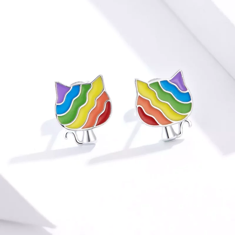 (afbeelding voor) Pandora Style Regenboog Kitty Oorknopjes - SCE823 - Bekijken 2