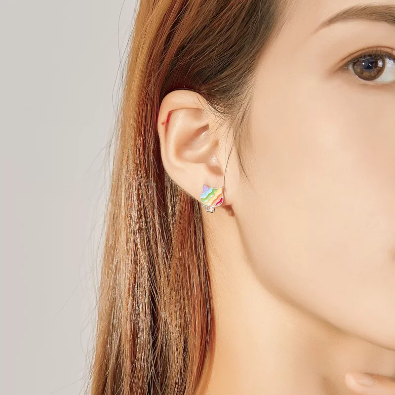 (afbeelding voor) Pandora Style Regenboog Kitty Oorknopjes - SCE823 - Bekijken 7