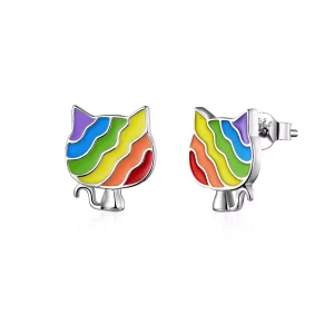 Pandora Style Regenboog Kitty Oorknopjes - SCE823 (afbeelding voor) Pandora Style Regenboog Kitty Oorknopjes - SCE823