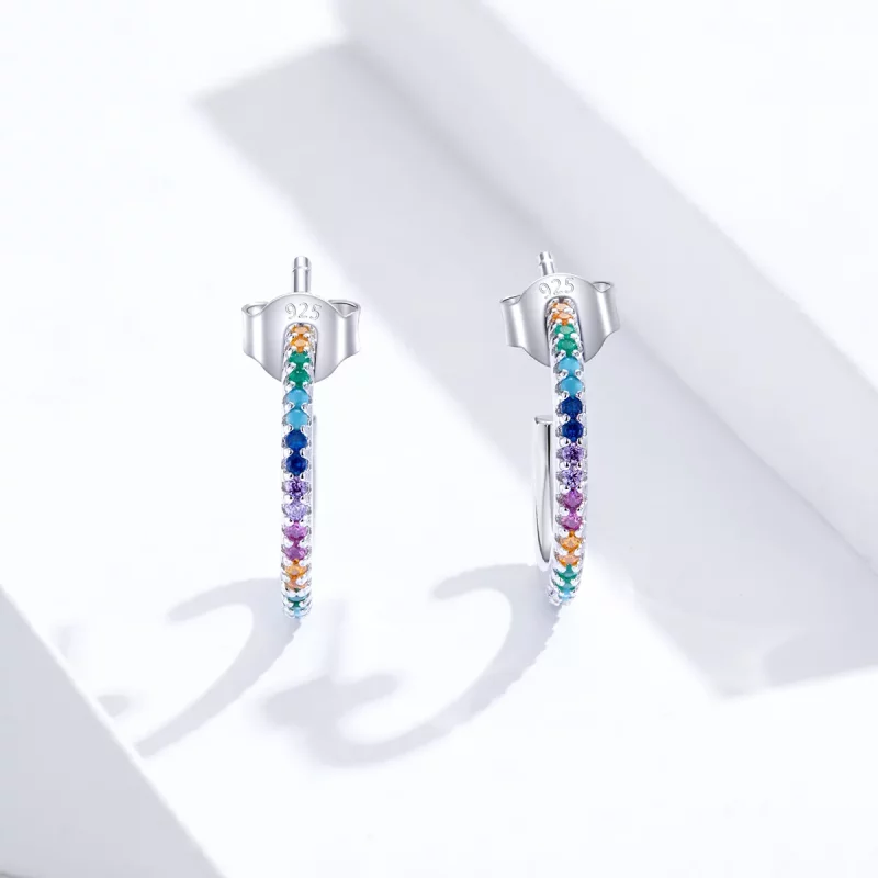 (afbeelding voor) Pandora Style Regenboog Oorringen - SCE837 - Bekijken 2