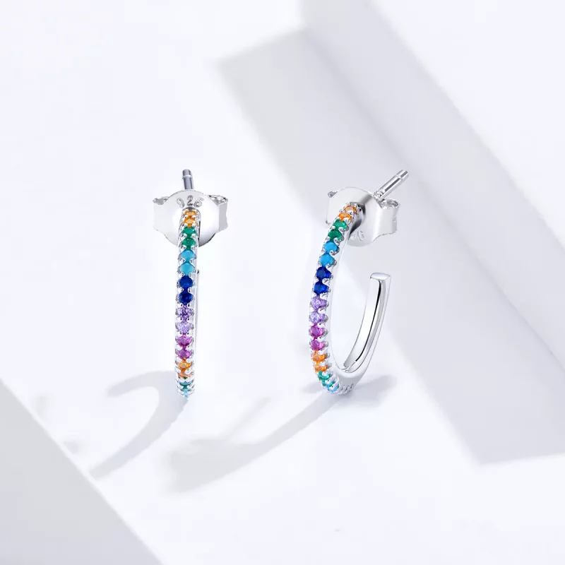(afbeelding voor) Pandora Style Regenboog Oorringen - SCE837 - Bekijken 3