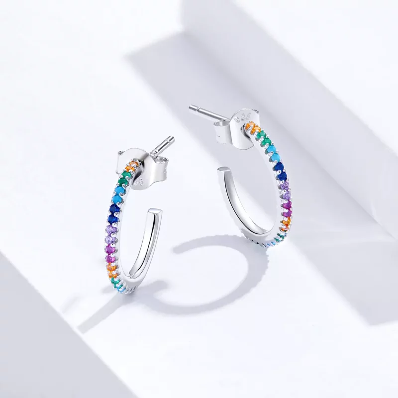 (afbeelding voor) Pandora Style Regenboog Oorringen - SCE837 - Bekijken 4