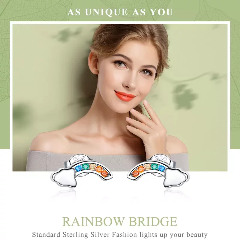(afbeelding voor) Pandora Style Regenboogbrug Oorknopjes - SCE500 - Bekijken 2