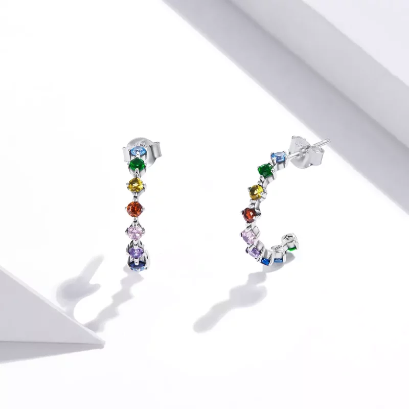 (afbeelding voor) Pandora Style Regenboogwoorden Oorknopjes - SCE1014 - Bekijken 2
