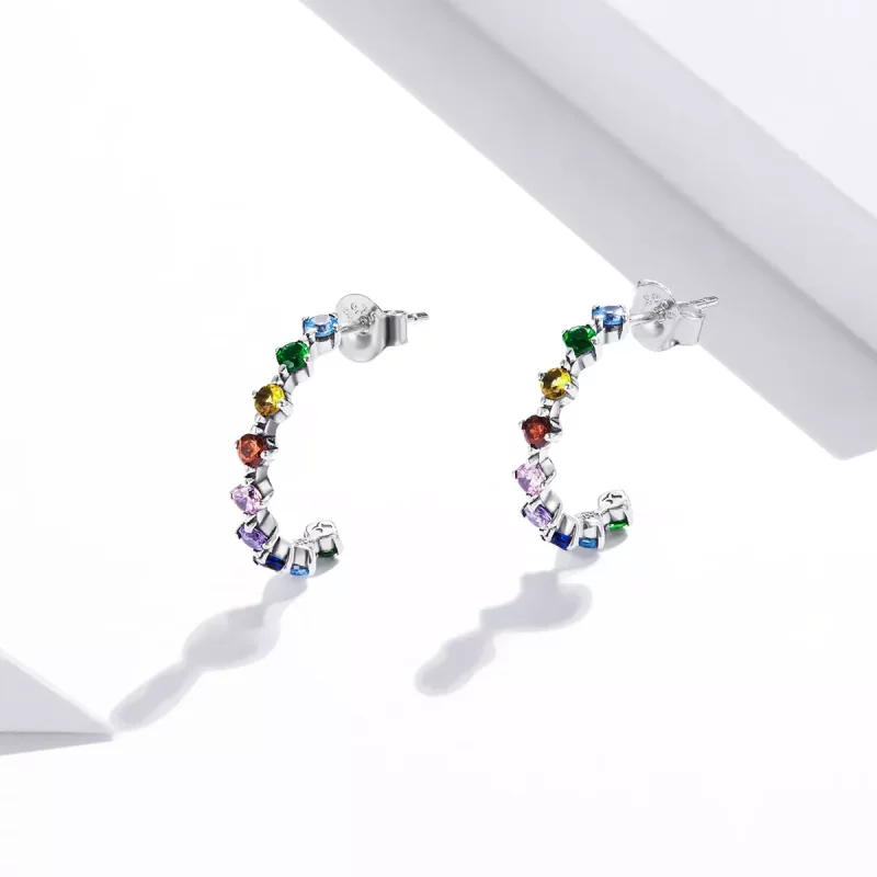(afbeelding voor) Pandora Style Regenboogwoorden Oorknopjes - SCE1014 - Bekijken 3