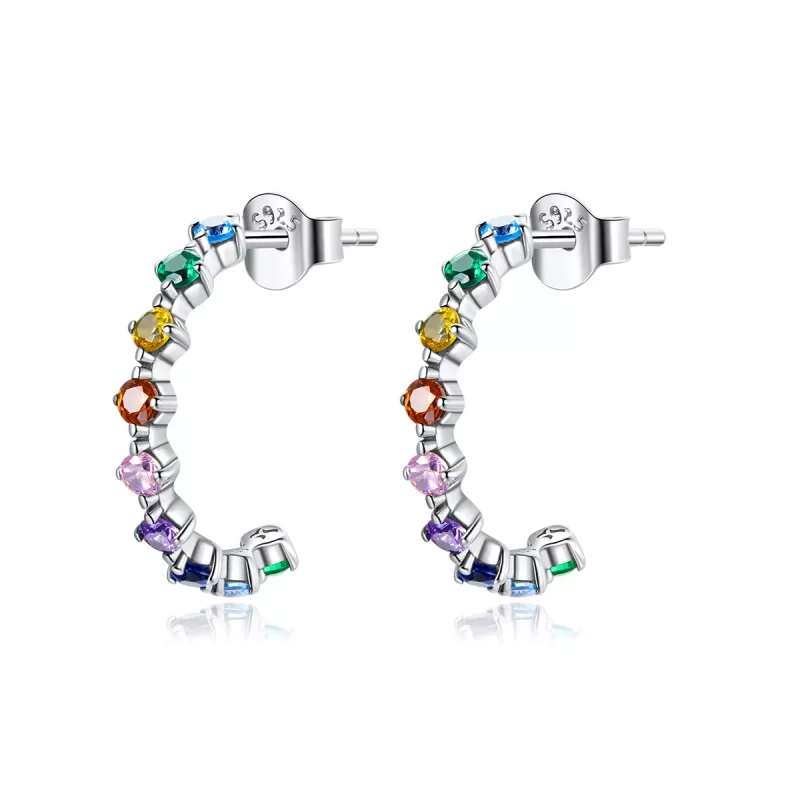 (afbeelding voor) Pandora Style Regenboogwoorden Oorknopjes - SCE1014