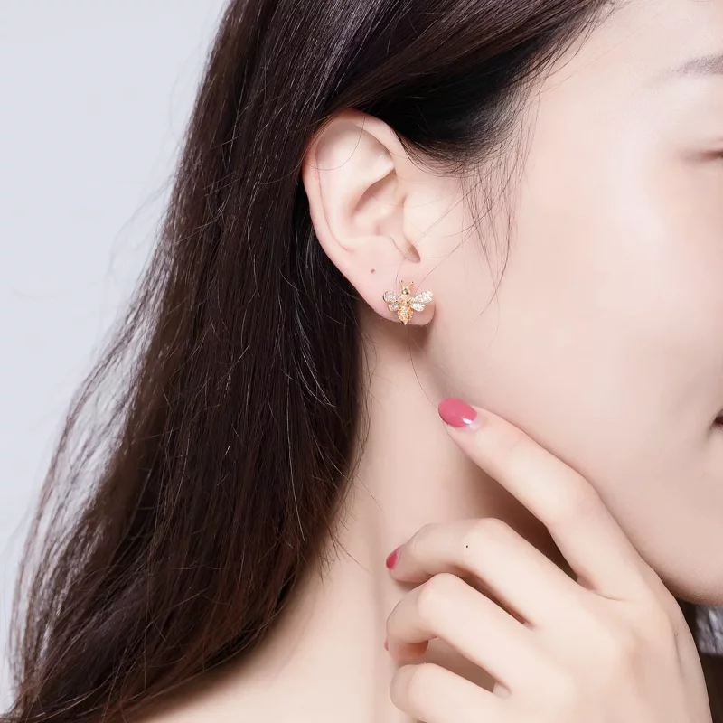 (afbeelding voor) Pandora Style Reiki Bij Oorknopjes - SCE344-B - Bekijken 4