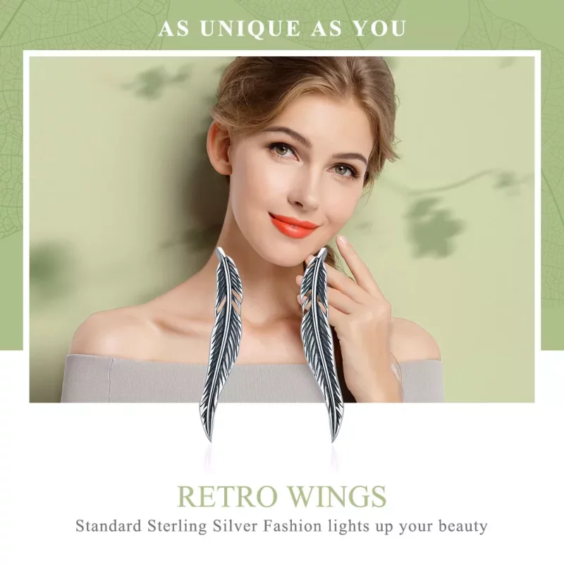 (afbeelding voor) Pandora Style Retro Vleugels Oorknopjes - SCE258 - Bekijken 2
