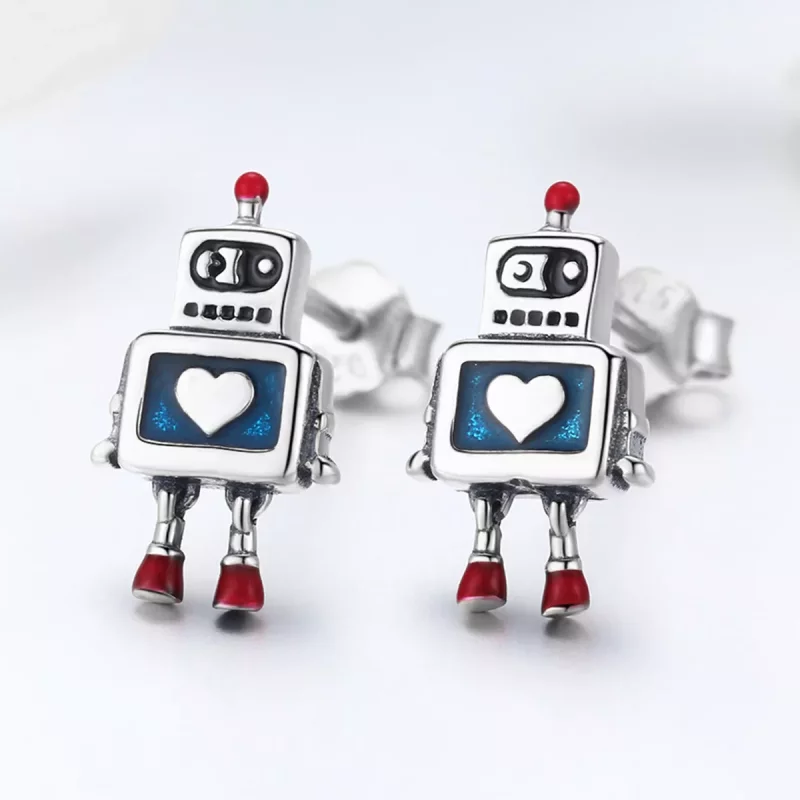 (afbeelding voor) Pandora Style Robot Oorknopjes - SCE477 - Bekijken 2