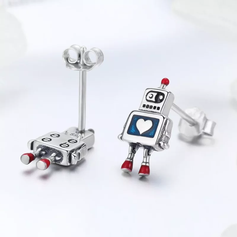 (afbeelding voor) Pandora Style Robot Oorknopjes - SCE477 - Bekijken 3