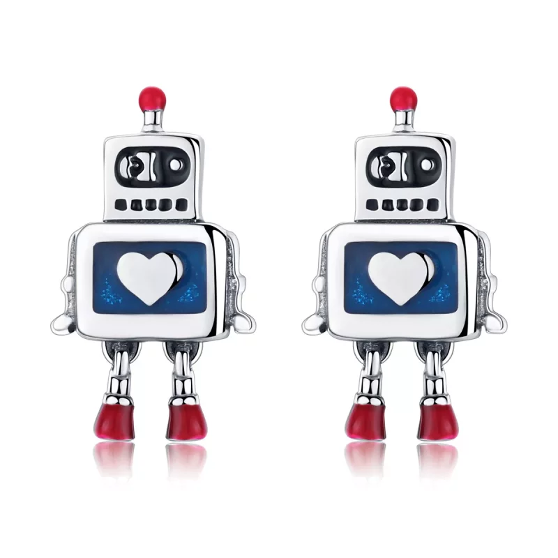 (afbeelding voor) Pandora Style Robot Oorknopjes - SCE477