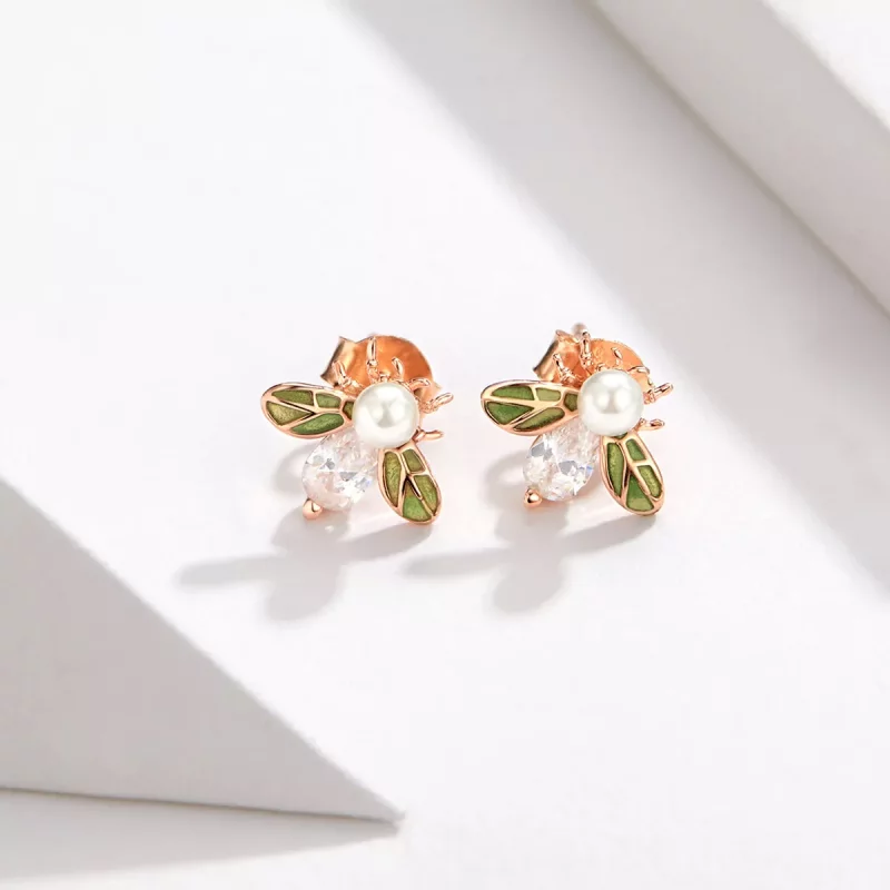 (afbeelding voor) Pandora Style Rose Bij Oorknopjes - SCE643 - Bekijken 2