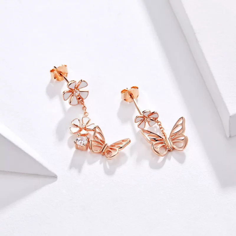 (afbeelding voor) Pandora Style Rose Dansende vlinder Oorhangers - BSE100 - Bekijken 2