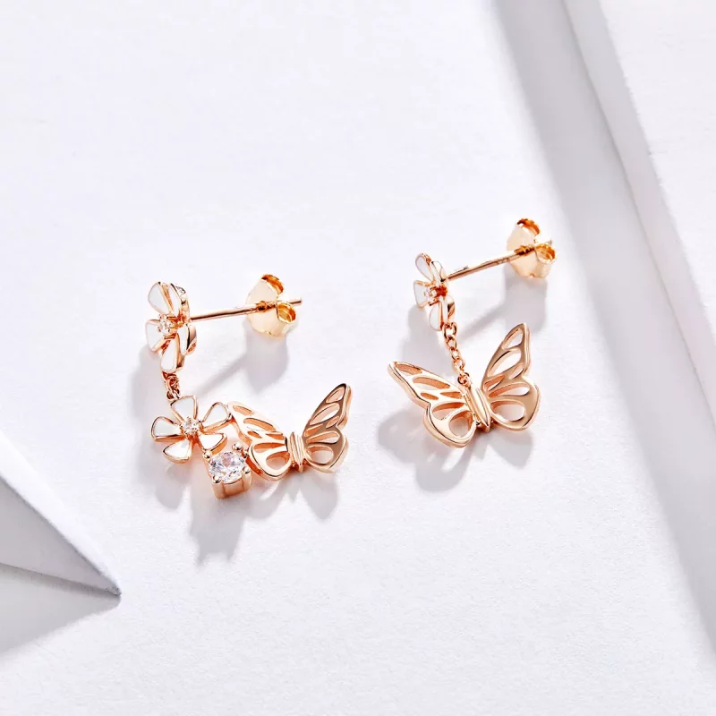 (afbeelding voor) Pandora Style Rose Dansende vlinder Oorhangers - BSE100 - Bekijken 4