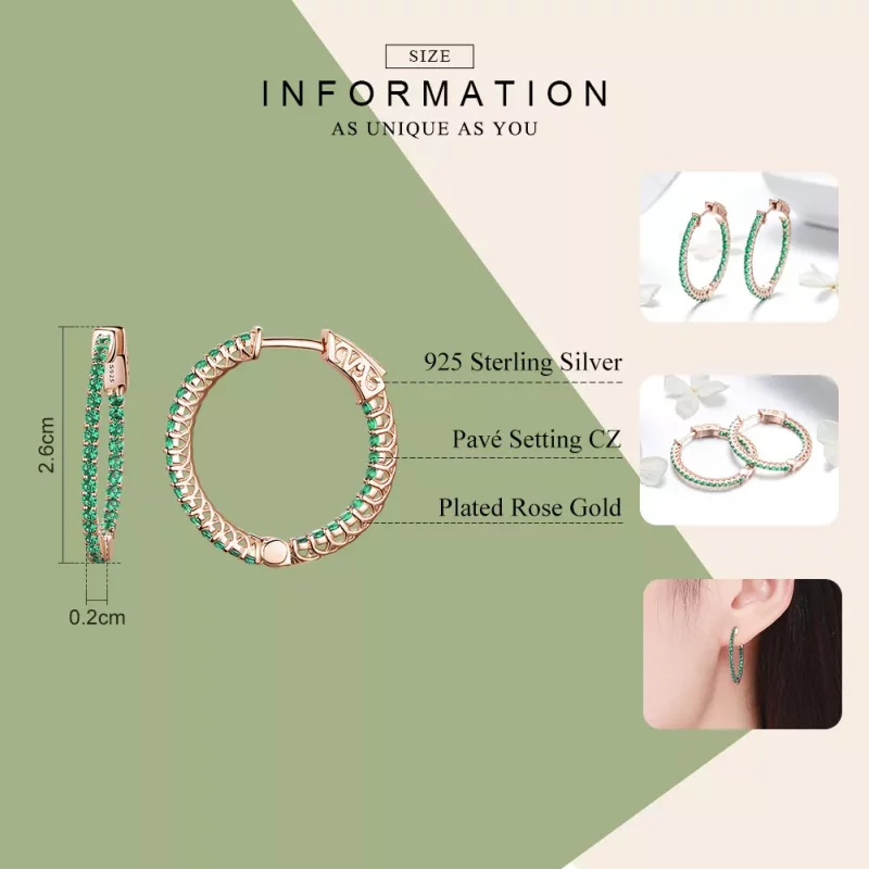 (afbeelding voor) Pandora Style Rose Groene stijl Oorringen - SCE511 - Bekijken 3