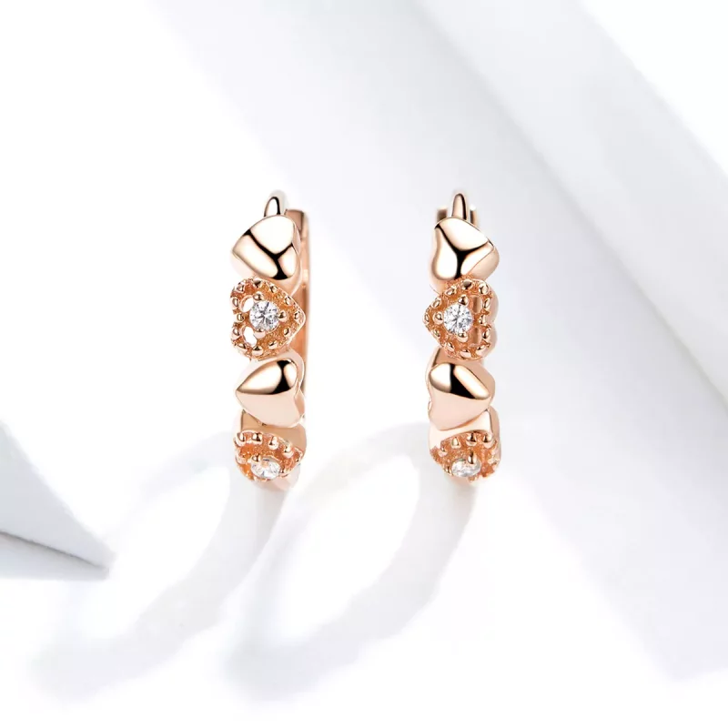(afbeelding voor) Pandora Style Rose Harten Daten Oorringen - SCE445-C - Bekijken 3