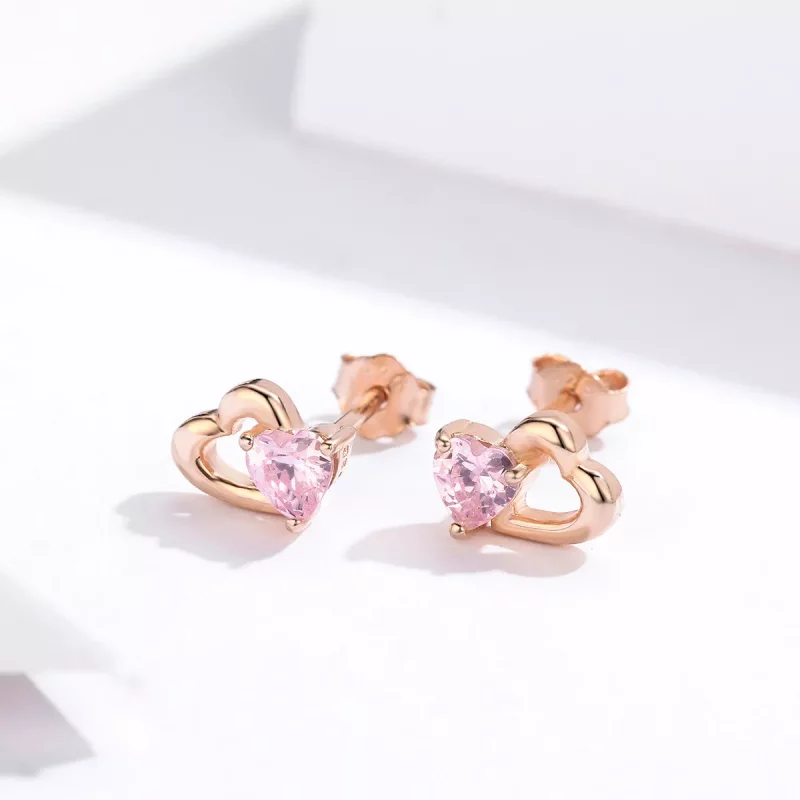 (afbeelding voor) Pandora Style Rose Hartkloppingen Oorknopjes - SCE090-C - Bekijken 2