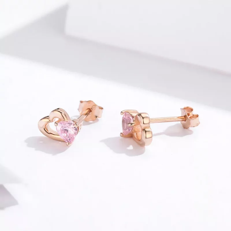 (afbeelding voor) Pandora Style Rose Hartkloppingen Oorknopjes - SCE090-C - Bekijken 4