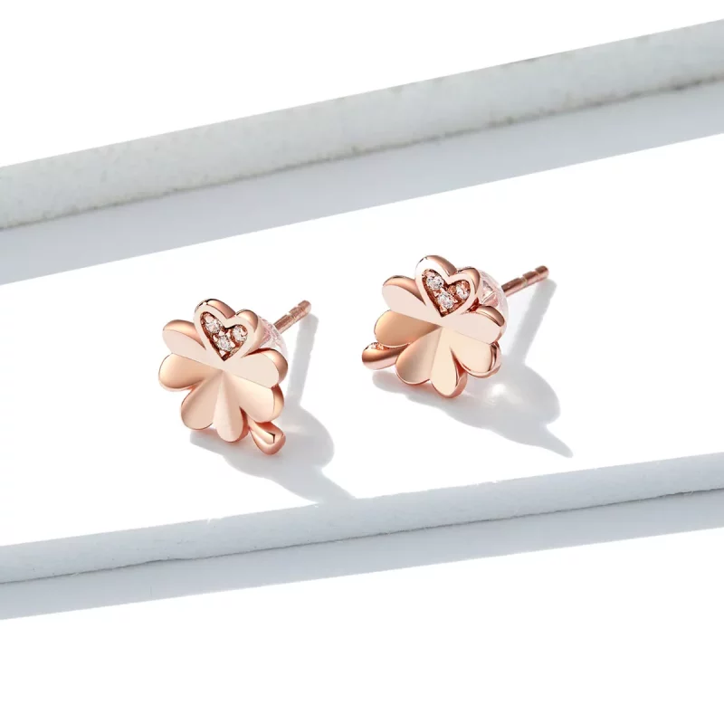 (afbeelding voor) Pandora Style Rose Klaver Oorknopjes - BSE233 - Bekijken 3