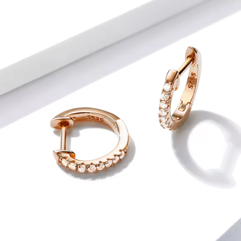 (afbeelding voor) Pandora Style Rose kleine cirkel Oorringen - SCE498-C - Bekijken 3