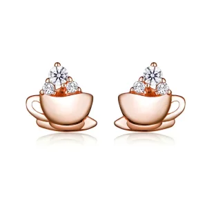 (afbeelding voor) Pandora Style Rose Koffie in de middag Oorknopjes - SCE592