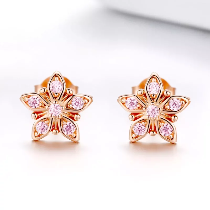 (afbeelding voor) Pandora Style Rose Roze Daisy Oorknopjes - BSE034 - Bekijken 3