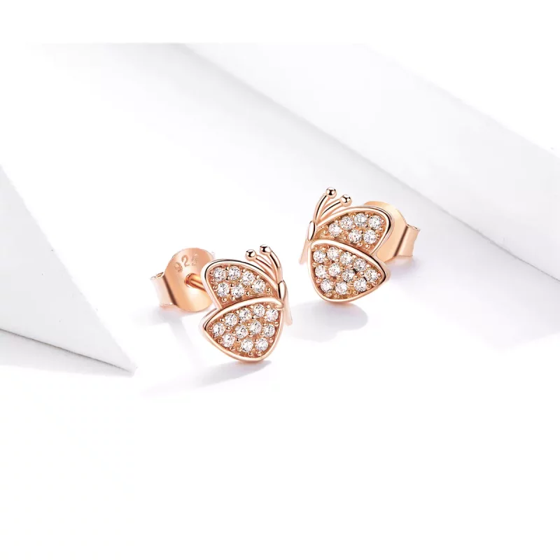 (afbeelding voor) Pandora Style Rose Vlinder Oorknopjes - SCE776 - Bekijken 3