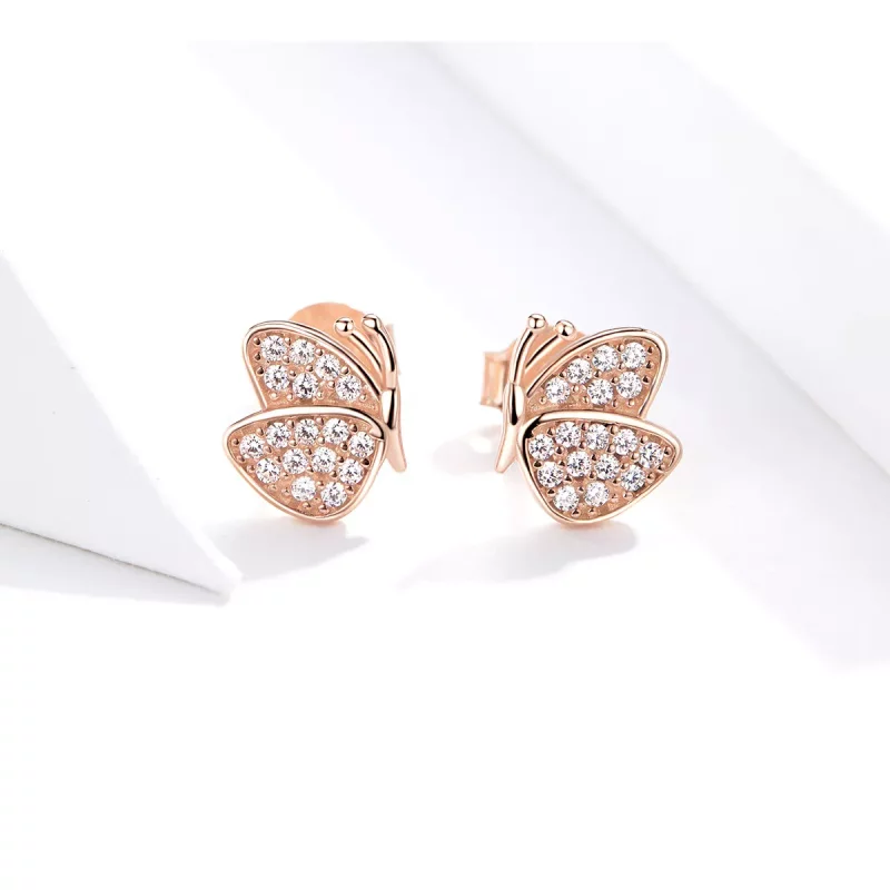 (afbeelding voor) Pandora Style Rose Vlinder Oorknopjes - SCE776 - Bekijken 4