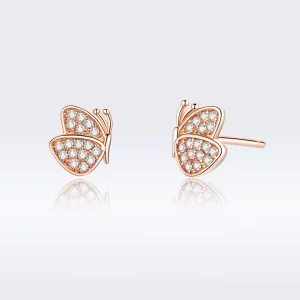 Pandora Style Rose Vlinder Oorknopjes - SCE776 (afbeelding voor) Pandora Style Rose Vlinder Oorknopjes - SCE776