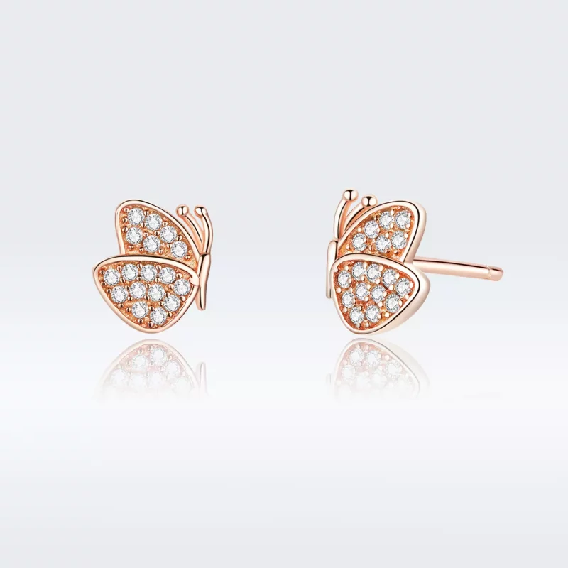 (afbeelding voor) Pandora Style Rose Vlinder Oorknopjes - SCE776