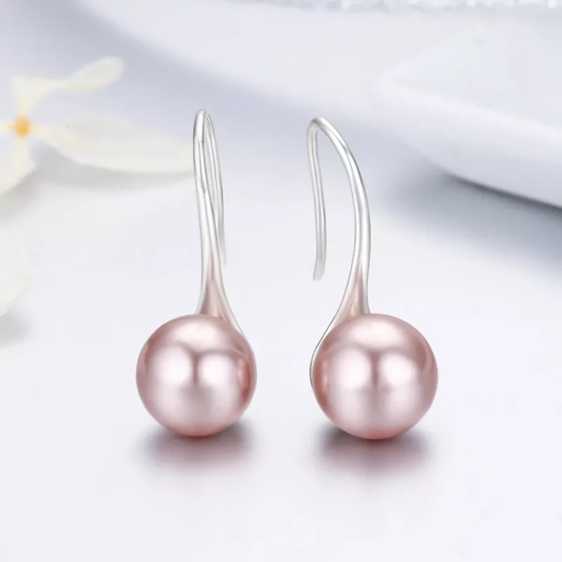 (afbeelding voor) Pandora Style Roze Parel Oorhangers - SCE145 - Bekijken 4