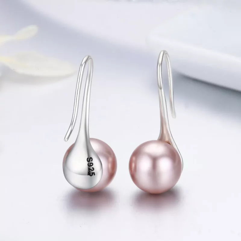 (afbeelding voor) Pandora Style Roze Parel Oorhangers - SCE145 - Bekijken 5