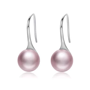 (afbeelding voor) Pandora Style Roze Parel Oorhangers - SCE145