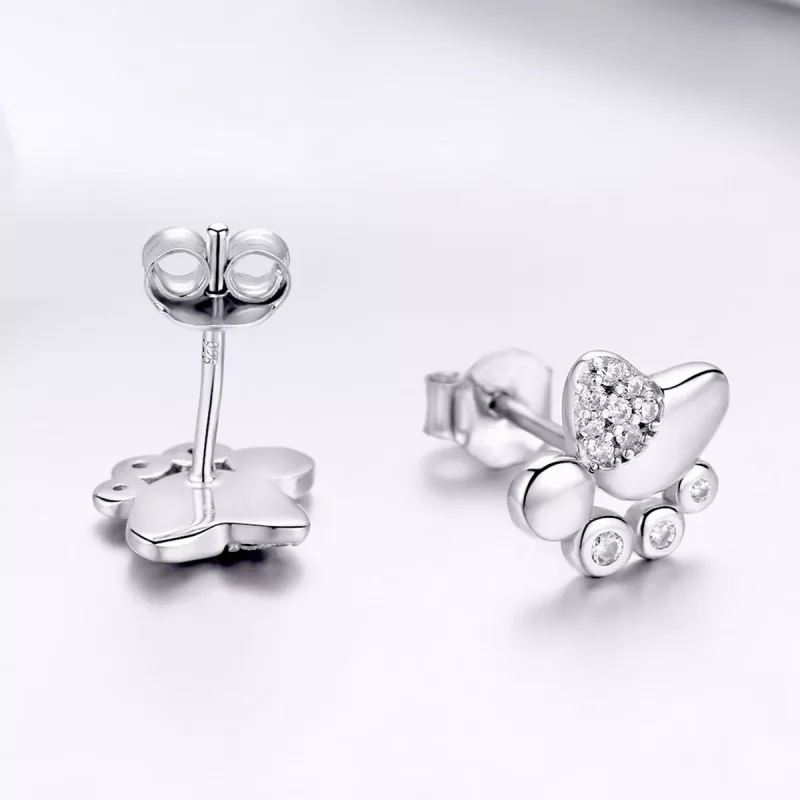 (afbeelding voor) Pandora Style Schattige anti-allergie kittenvoetafdrukken Oorknopjes - BSE033 - Bekijken 4